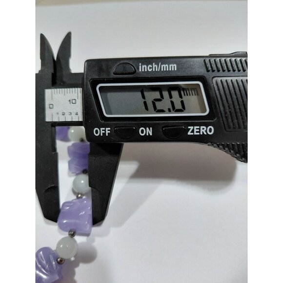 Vtg Lavender & Green Jade Elephant Beaded Bracelet With Silver Clasp Sz 6.25 - Picture 8 of 9